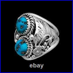 Sterling Silver Ring size 12 Turquoise Ring Navajo Made Native American