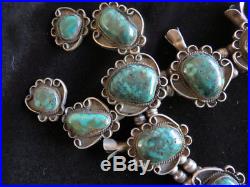 Sterling Silver Royston Turquoise Squash Blossom Necklace