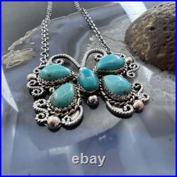 Sterling Silver Southwestern Style 5 Turquoise Butterfly 18 Necklace For Women Sterling Silver Southwestern Style 5 Turquoise Butterfly 18 Necklace For Women