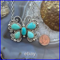 Sterling Silver Southwestern Style 5 Turquoise Butterfly 18 Necklace For Women Sterling Silver Southwestern Style 5 Turquoise Butterfly 18 Necklace For Women