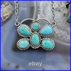 Sterling Silver Southwestern Style 6 Turquoise Butterfly 18 Necklace For Women Sterling Silver Southwestern Style 6 Turquoise Butterfly 18 Necklace For Women
