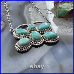Sterling Silver Southwestern Style 6 Turquoise Butterfly 18 Necklace For Women Sterling Silver Southwestern Style 6 Turquoise Butterfly 18 Necklace For Women