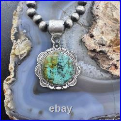 Sterling Silver Southwestern Style Round Turquoise Decorated Pendant For Women Sterling Silver Southwestern Style Round Turquoise Decorated Pendant For Women