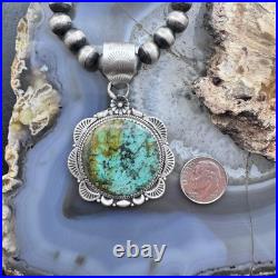 Sterling Silver Southwestern Style Round Turquoise Decorated Pendant For Women Sterling Silver Southwestern Style Round Turquoise Decorated Pendant For Women