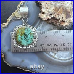 Sterling Silver Southwestern Style Round Turquoise Decorated Pendant For Women Sterling Silver Southwestern Style Round Turquoise Decorated Pendant For Women
