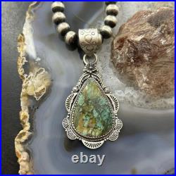 Sterling Silver Southwestern Style Teardrop Turquoise Pendant For Women