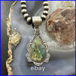 Sterling Silver Southwestern Style Teardrop Turquoise Pendant For Women