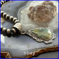 Sterling Silver Southwestern Style Teardrop Turquoise Pendant For Women