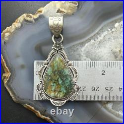 Sterling Silver Southwestern Style Teardrop Turquoise Pendant For Women
