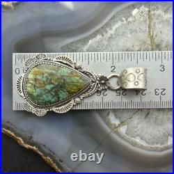 Sterling Silver Southwestern Style Teardrop Turquoise Pendant For Women