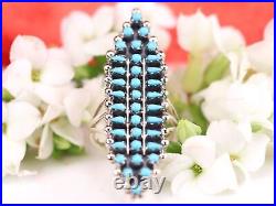 Sterling Silver Southwestern Turquoise Cluster Work Ring Needlepoint Jewelry