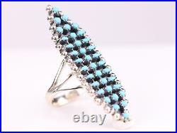 Sterling Silver Southwestern Turquoise Cluster Work Ring Needlepoint Jewelry