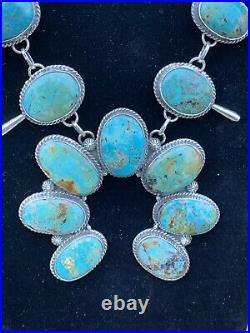Sterling Silver Squash Blossom Necklace 925 Royston Turquoise Jewelry 17 Inch
