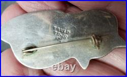 Sterling Silver Taxco Signed Turquoise Cay Cat Brooch Jewelry Valentine Gift