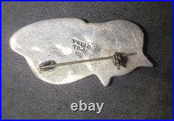 Sterling Silver Taxco Signed Turquoise Cay Cat Brooch Jewelry Valentine Gift