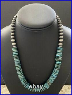 Sterling Silver Turquoise Bead Necklace. 18 Inch