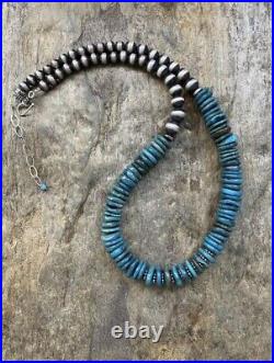 Sterling Silver Turquoise Bead Necklace. 18 Inch