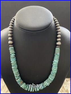 Sterling Silver Turquoise Bead Necklace 18 Inches