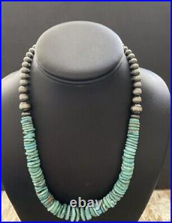 Sterling Silver Turquoise Bead Necklace 18 Inches