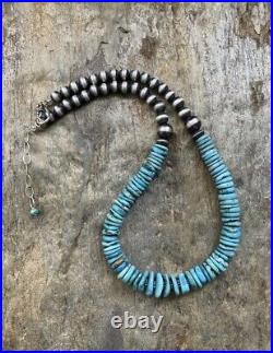 Sterling Silver Turquoise Bead Necklace 18 Inches