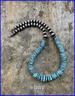 Sterling Silver Turquoise Bead Necklace 18 Inches