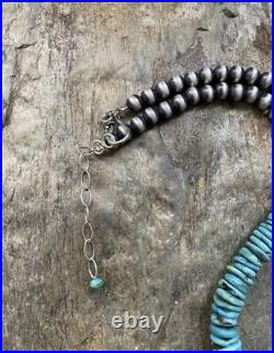 Sterling Silver Turquoise Bead Necklace 18 Inches