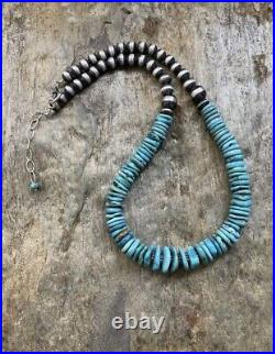 Sterling Silver Turquoise Bead Necklace 18 Inches