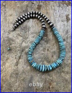 Sterling Silver Turquoise Bead Necklace 18 Inches