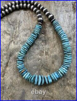 Sterling Silver Turquoise Bead Necklace 18 Inches