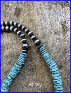 Sterling Silver Turquoise Bead Necklace 18 Inches