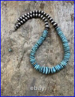 Sterling Silver Turquoise Bead Necklace 18 Inches