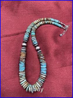 Sterling Silver Turquoise Bead Necklace 20 Inch