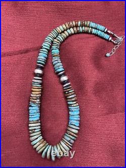 Sterling Silver Turquoise Bead Necklace 20 Inch