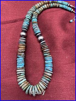 Sterling Silver Turquoise Bead Necklace 20 Inch