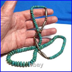 Sterling Silver Turquoise Bead Necklace 22 Inches Long 33.2 Grams