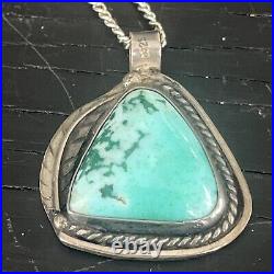 Sterling Silver Turquoise Charm Pendant Chain Necklace Jewelry