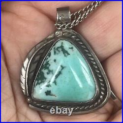 Sterling Silver Turquoise Charm Pendant Chain Necklace Jewelry