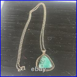 Sterling Silver Turquoise Charm Pendant Chain Necklace Jewelry