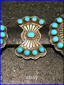 Sterling Silver & Turquoise Concho Belt by ANDY CADMAN (Navajo)