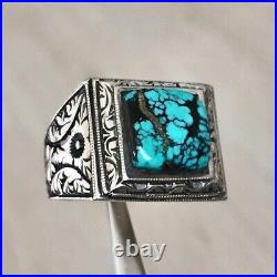 Sterling Silver Turquoise Firoza Ring Rare Unique Handmade Men's Jewelry 10.5