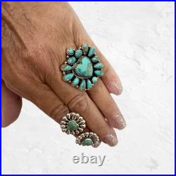 Sterling Silver Turquoise Heart Ring & Matching Earrings Size 8 Adjustable New Sterling Silver Turquoise Heart Ring & Matching Earrings Size 8 Adjustable New