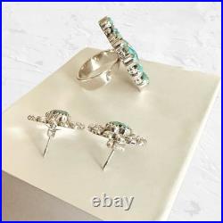 Sterling Silver Turquoise Heart Ring & Matching Earrings Size 8 Adjustable New Sterling Silver Turquoise Heart Ring & Matching Earrings Size 8 Adjustable New