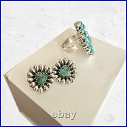 Sterling Silver Turquoise Heart Ring & Matching Earrings Size 8 Adjustable New Sterling Silver Turquoise Heart Ring & Matching Earrings Size 8 Adjustable New