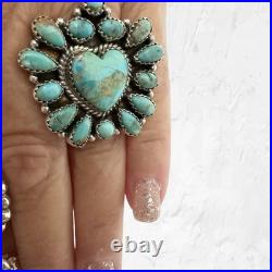Sterling Silver Turquoise Heart Ring & Matching Earrings Size 8 Adjustable New Sterling Silver Turquoise Heart Ring & Matching Earrings Size 8 Adjustable New