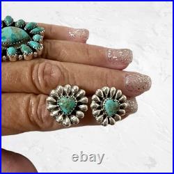 Sterling Silver Turquoise Heart Ring & Matching Earrings Size 8 Adjustable New Sterling Silver Turquoise Heart Ring & Matching Earrings Size 8 Adjustable New