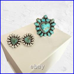 Sterling Silver Turquoise Heart Ring & Matching Earrings Size 8 Adjustable New Sterling Silver Turquoise Heart Ring & Matching Earrings Size 8 Adjustable New