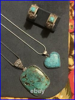 Sterling Silver Turquoise Jewelry Necklaces Bracelets Earrings- 121 Grams Lot