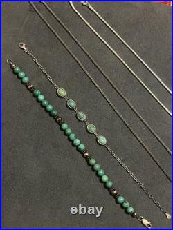 Sterling Silver Turquoise Jewelry Necklaces Bracelets Earrings- 121 Grams Lot