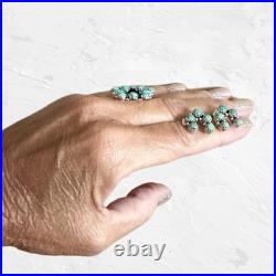 Sterling Silver & Turquoise Jewelry Set Adjustable Ring (Size 8) + Earrings Sterling Silver & Turquoise Jewelry Set Adjustable Ring (Size 8) + Earrings