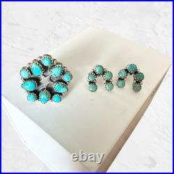 Sterling Silver & Turquoise Jewelry Set Adjustable Ring (Size 8) + Earrings Sterling Silver & Turquoise Jewelry Set Adjustable Ring (Size 8) + Earrings